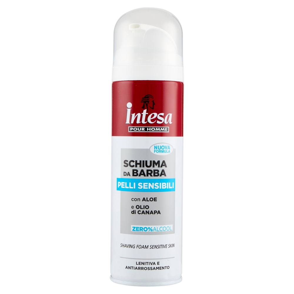 Intesa Pour Homme Schiuma da Barba Pelli Sensibili con Aloe e Olio di Canapa 300 mL